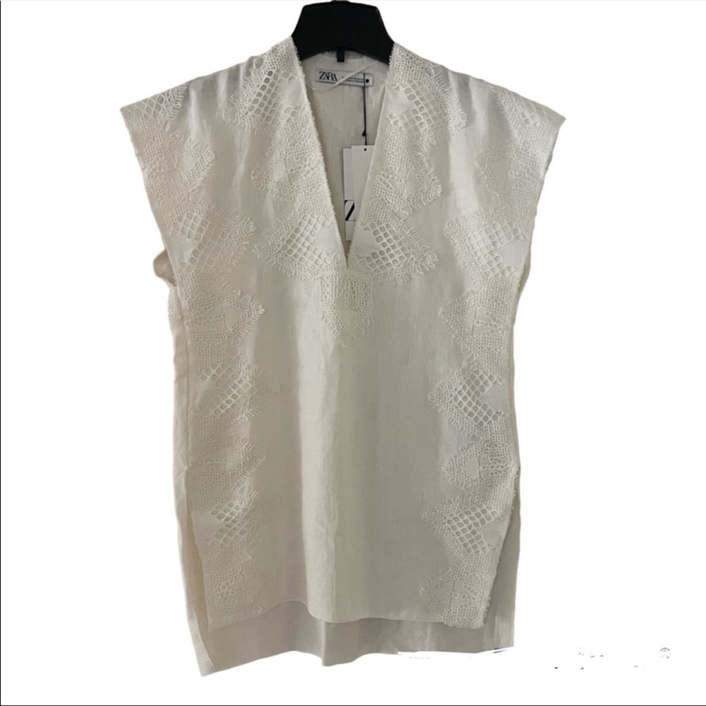 Zara lace embroidered tunic top size XS - Picture 2 of 7